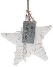 Dekostern aus Weide 20 cm weiß