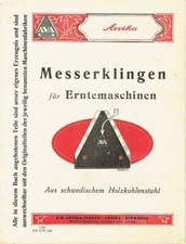 Arvika Schweden Prospekt Messerklingen für Erntemaschinen 1937 Landwirtschaft