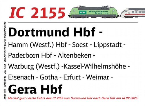 Zuglaufschild abschied 2155 - abschied,