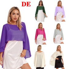 Damen Chiffon Bolero Jacke Elegant Jäckchen Cape Leichter Poncho Cardigan Tops