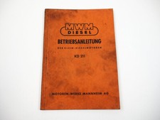 MWM KD211 Dieselmotor 2 Zylinder Betriebsanleitung Wartung 1958
