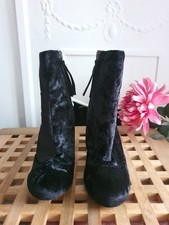 Topshop schwarze Crushed Velvet Stiefel, Größe UK 5 EU 38