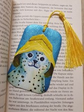 Handgemaltes Lesezeichen - auf Leder gemalt - Seehund / Robbe