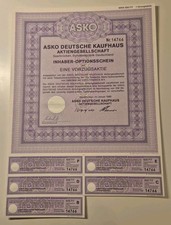 Asko Deutsche Kaufhaus Aktiengesellschaft Optionsschein 1986