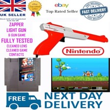 Nintendo NES Zapper Light Gun & Mario Bros / Duck Hunt Spiel Blaster Bundle 