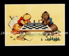 Chess SCHACH Echecs * DRESSED ANIMALS * AK um 1950 * Vintage 50s PC