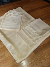 Tischdecke Weihnachten,oval 150x 220 cm+ 8 Servietten,Set 9 Teile creme gelb,TCM