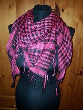 Pali Tuch/Schal Halstuch mit Geometrisches Muster+Franzen⭐pink/rosa schwarz⭐NEU