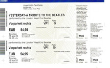 2 Tickets, Konzertkarten, Yesterday A Tribute To The Beatles, Landau, 1. Reihe !