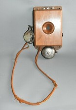 Antik alt Wandtelefon Fernsprecher Holz 23 cm Fach C3