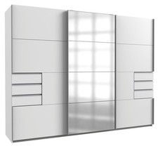 Schwebetürenschrank Kleiderschrank Saigon 270x64x208cm weiß Spiegel (18828)