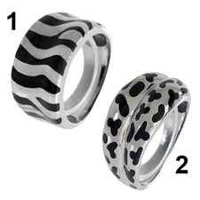 925 Silber Ring * Kaltemail Schwarz Zebra Gepard * Silberring Gr. 50 52 56 58 60