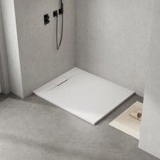 Duschwanne Flach Duschtasse 100x100 120x100 140 x100 cm Rutschfest weiß/schwarz