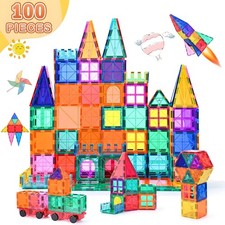 100PCS Magnetische Fliesen STEM Bauspielzeug Sensorische Magnetische Bausteine