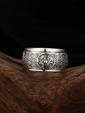 B25 Ring drehbar Tiere des Feng Shui Drache Phönix Tiger Schildkröte Silber 925