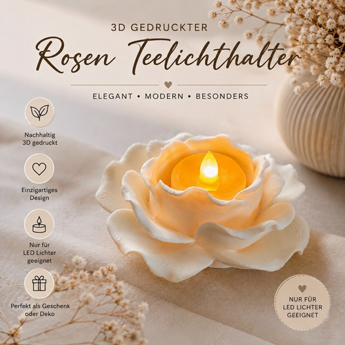 Druck teelichthalter rose - 3d-druck,