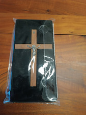 Altes braunes Holzkreuz zum Hängen Kruzifix Jesus aus Metall INRI