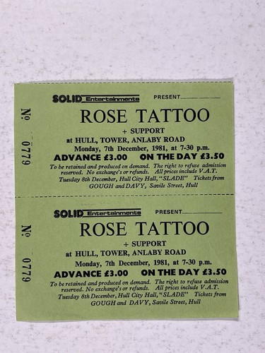 Rose tattoo concert ticket - rose,