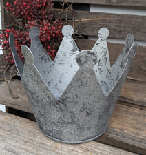 ❤️ Krone Metall Deko Schale   Landhaus Shabby Garten Weihnachten silbergrau ❤️
