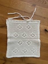 Kissenbezug gehäkelt 40 x 40 creme wie neu retro Vintage 70er