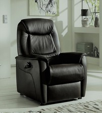 Fernsehsessel 2 motorisch mit Aufstehhilfe Leder HUKLA schwarz RV88 Vorrätig NEU