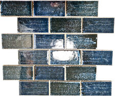 Blau Grün Retro Fliesen in Subway Look Vintage Optik Fliesenspeigel Küchenwand