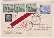 DR, Eil-Postkarte Hamburg - Berlin 1940, Rohrpost
