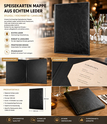 Speisekartenmappe echtleder - speisekartenmappe,