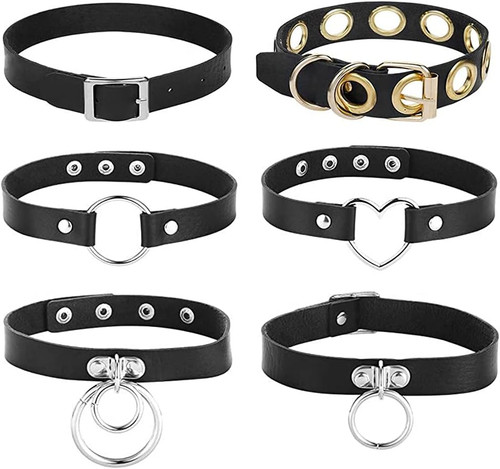 Leder choker halsband kette - leder,