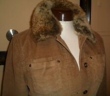 Taillierte Jacke Feincord Cognacfarben mit abnehmbaren (Web)Pelzkragen Gr. 38 