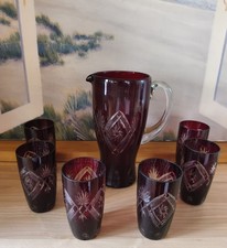 Bleikristall Rot: Gläser und Krug