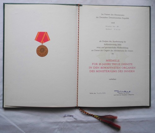 Ddr urkunde medaille für - für, 25