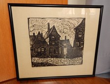 Holzschnitt gerahmt- signiert