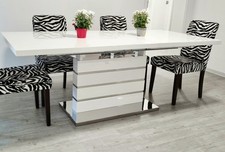 Esszimmertisch ausziehbar 200 - 160 × 90 cm weiß hochglanz chrom