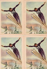 115/629 SAMMELBILD SKISPRINGEN  SKI WINTERSPORT LUIRO PIETIKAINEN GLAß  DDR 4 x
