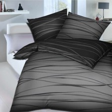 Kaeppel Fein Biber Bettwäsche Motion zinn grau gestreift Streifen 155 x 220 cm