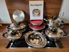 AMC Topf und Schüsselset Deckel mit Visiotherm u. Audiotherm  19 teilig Kochbuch