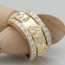 Ring 3 Elefanten Gold Damen mit ca. 0,22ct Diamant in 585/14K Gelbgold Gr. 56