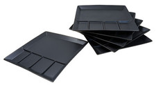 Fondue Raclette Teller 6er Set - schwarz - Menü Grill Party Tapas Platte eckig