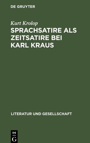 Sprachsatire als zeitsatire - als,