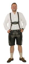 kurze Trachtenlederhose mit Träger aus Rind-AnilinLeder Plattlerhose Lederhose