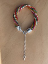 ? schönes  Perlen-Armband / Modeschmuck / rot-grün-gelb-rose / Handarbeit