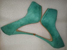 JUMEX High Heel Plateau Pumps, Türkis, Grün, Gr. 39, Wildleder-Fake, NEUWERTIG