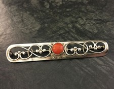 Vintage Silberbrosche Koralle