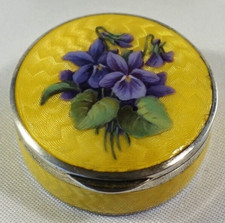 alte Jugendstil Pillendose tranzluzides Emaile Dose 935 Silber / CU 277(8)