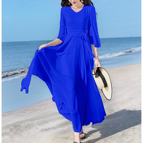 Damen chiffon maxikleid - damen/chiffon,