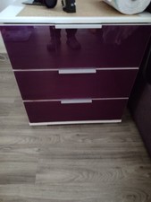 Wimex Nachttisch Weiss Brombeere Glas 3 Schubladen 2 Stück