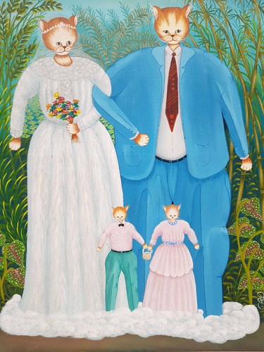 Katzen hochzeit bild naive - hochzeit,