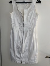 Baumwollkleid weiß mit langem Reissverschluss vorne Gr. 36 Stretch