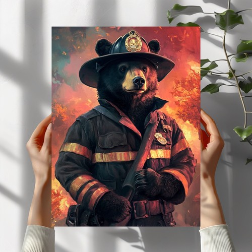Schwarzbär als feuerwehrmann - schwarzbär,
